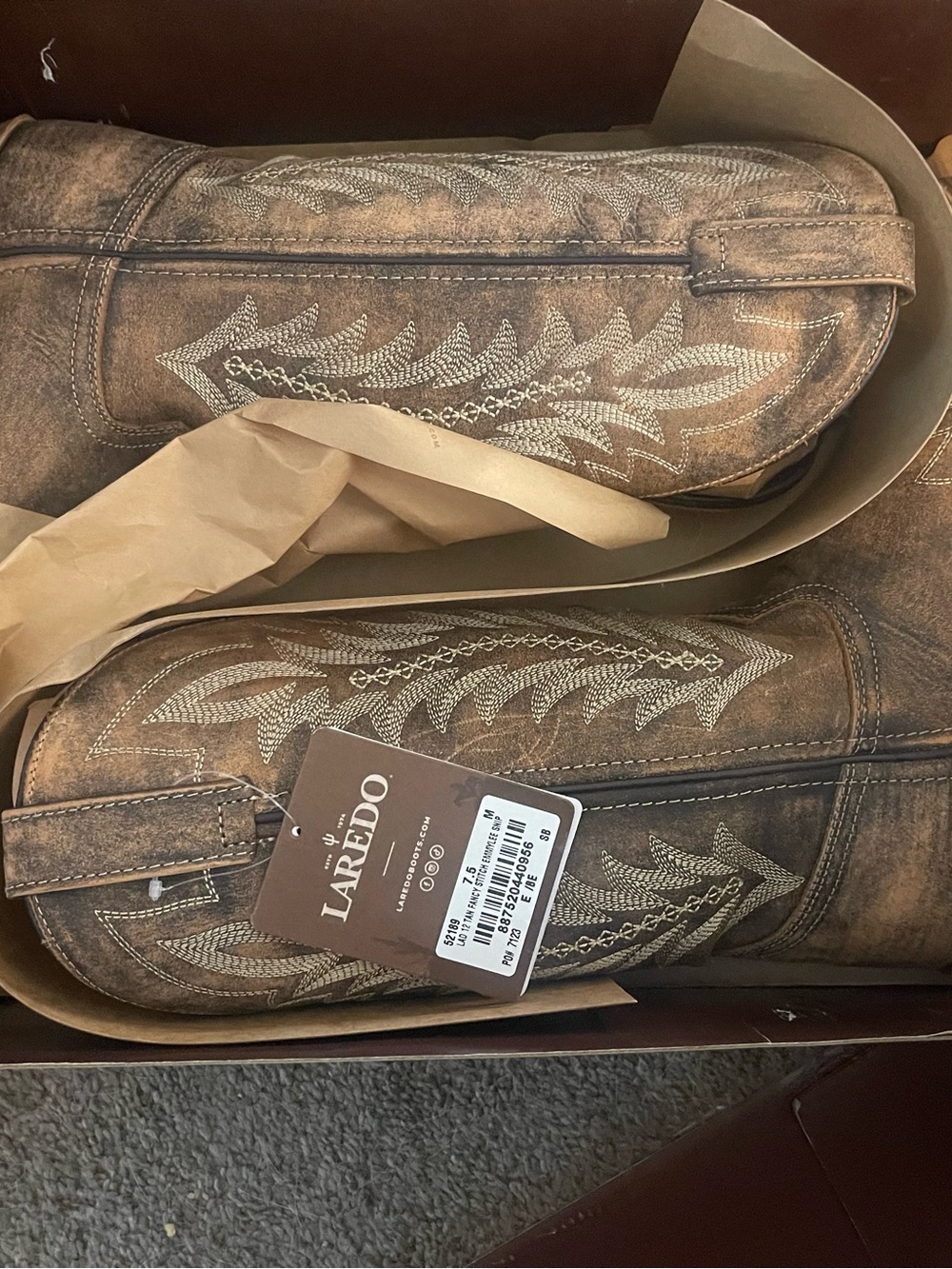 Laredo Brown Western Embroidered Heeled Boots